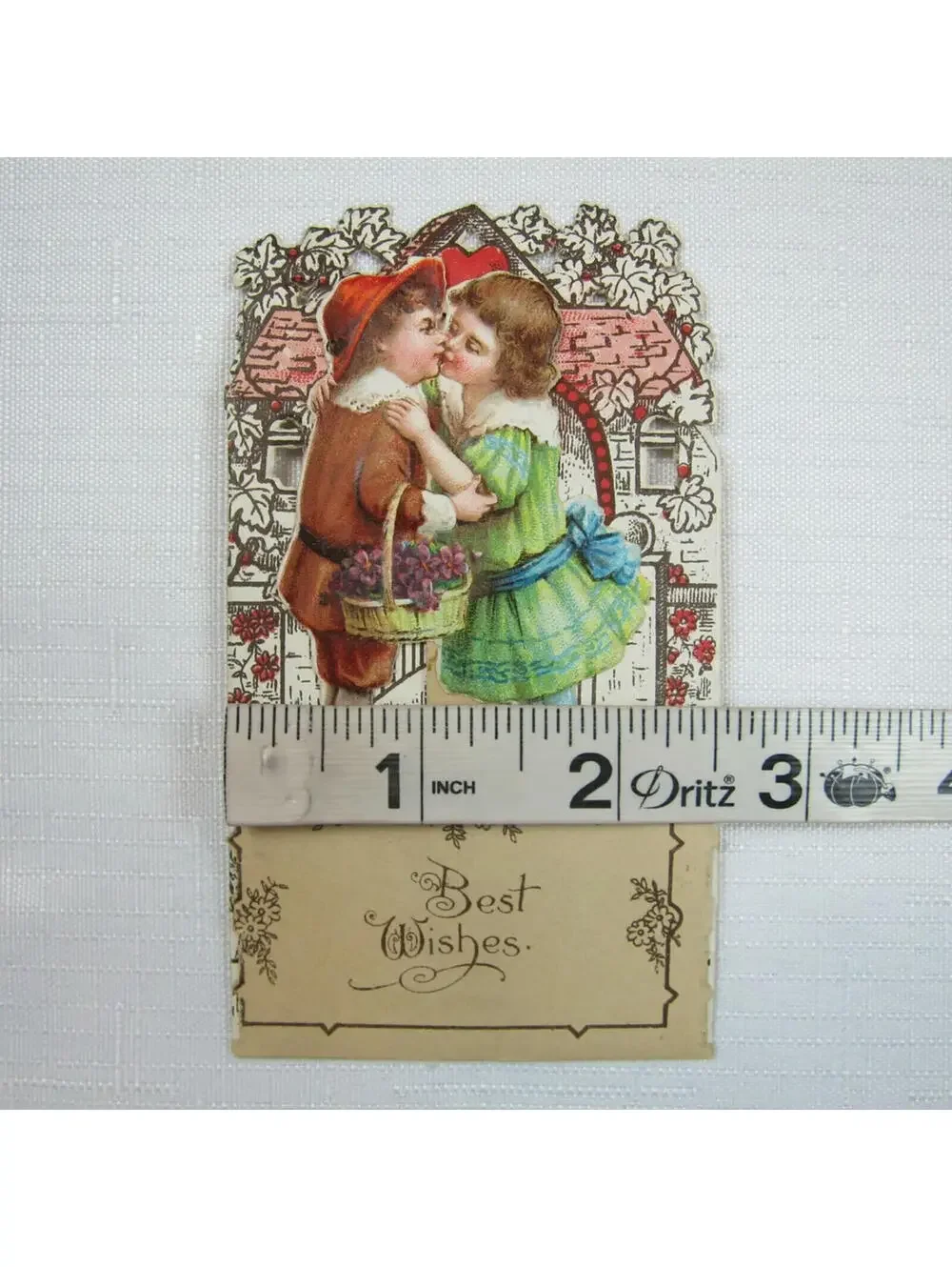 Vintage Valentine Pop Up 3D Pull Down Die Cut Boy Girl Kissing Stand Up Germany
